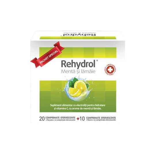 Rehydrol menta si lamaie x 20+10 comprimate effervescente