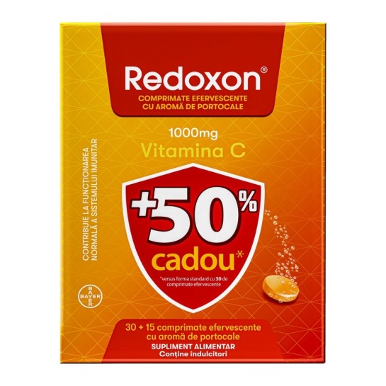 Redoxon Vitamina C 1000 mg portocala x 45 comprimate efervescente 1+50% Cadou