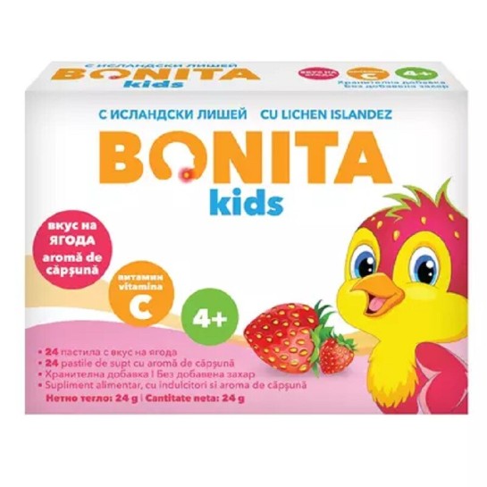 Bonita Kids capsuni x 24 pastile de supt