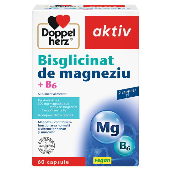 Doppelherz Bisglicinat de Magneziu + B6 x 60 capsule