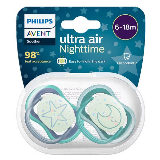 Avent Suzeta 6-18 luni Ultra air blue/verde x 2buc SCF376/13