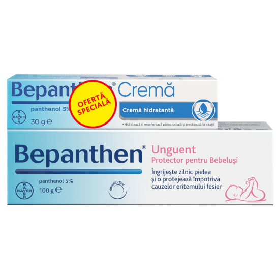 Bepanthen 5% unguent x 100g + Bepanthen 5% crema x 30g Promo