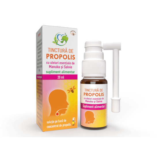 Tinctura Propolis cu Manuka si Salvie x 20 ml spray gat Justin Pharma