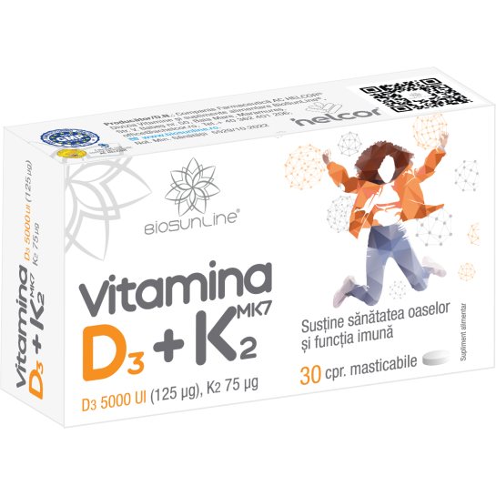 Vitamina D3+K2 x 30 comprimate masticabile Helcor