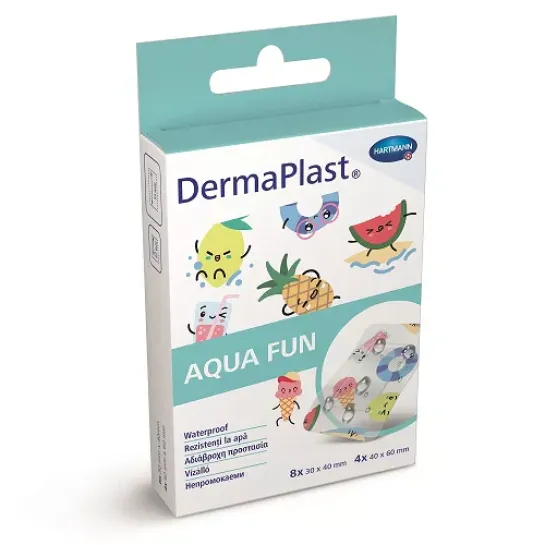 DermaPlast Aqua Fun plast rezistenti la apa 2 dimensiuni x 12 bucati