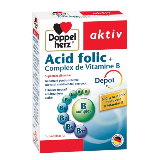 Doppelherz Acid Folic + Complex de Vitamina B x 30 comprimate