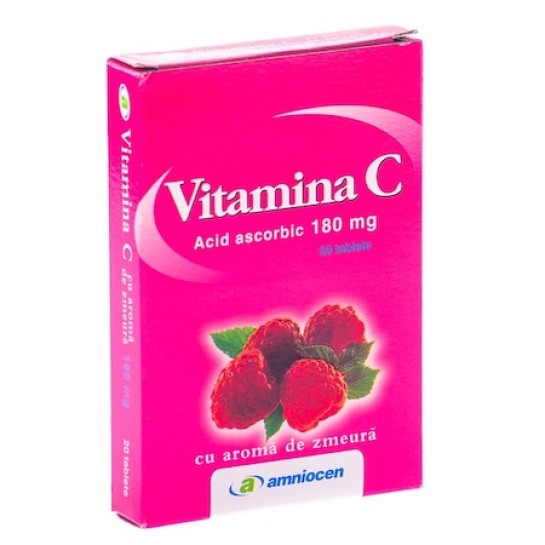 Vitamina C 180mg zmeura x 20 comprimate