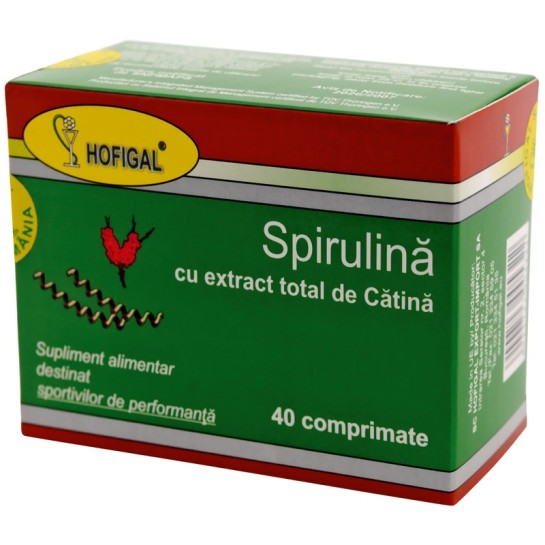 Spirulină cu extract total de cătină x 40 comprimate