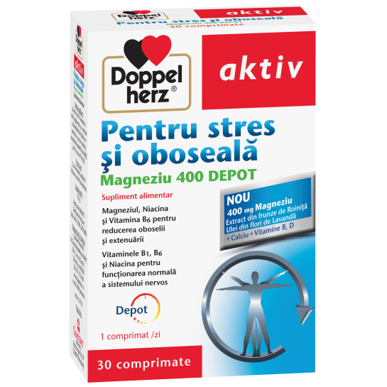 Doppelherz Magneziu 400 Depot pentru stres și oboseală x 30 comprimate