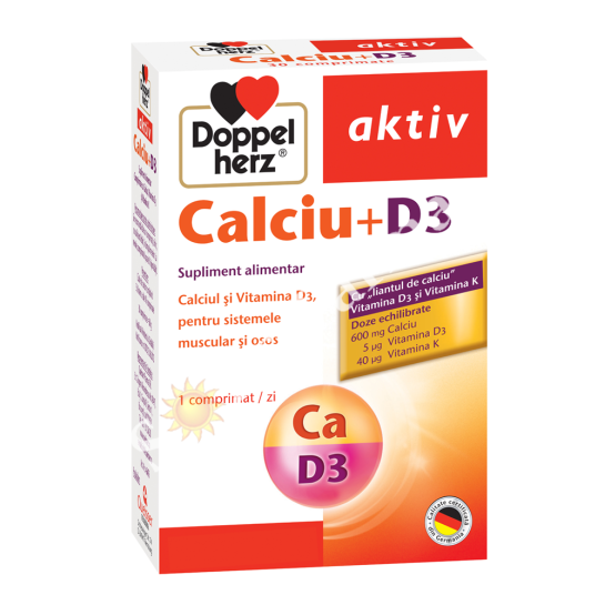 Doppelherz Calcium 600mg + vitamina D3 x 30 comprimate