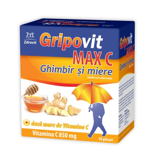 Gripovit Max C ghimbir și miere x 10 plicuri