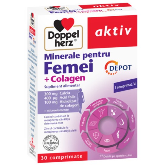 Doppelherz Aktiv Minerale pentru femei + Colagen Depot x 30 comprimate