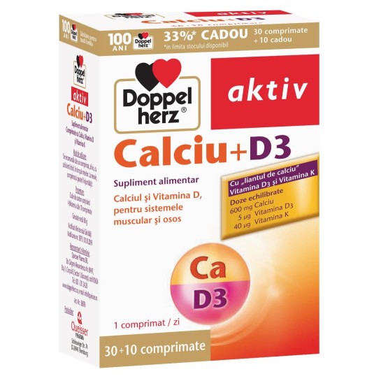 Doppelherz Calciu+Vit.D3 x 30 tablete+10 tablete Gratis