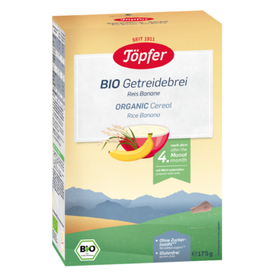 Topfer Cereale BIO orez + banane 4luni x175g