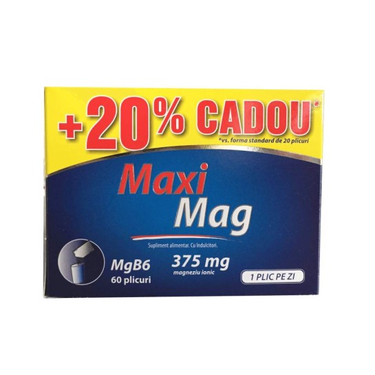 MaxiMag 375mg Mg+B6 60 plicuri +20% cadou