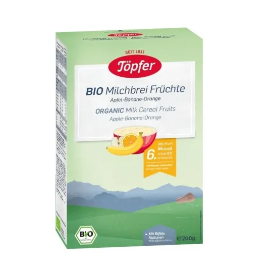 Topfer Cereale BIO gris, lapte si fructe, +6 luni x 200g