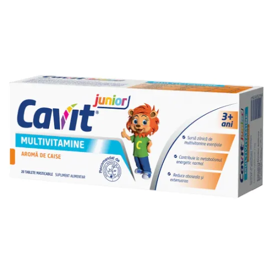 Cavit Junior Multivitamine cu aroma de caise x 20 tablete