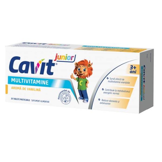 Cavit Junior Multivitamine cu aroma de vanilina x 20 tablete masticabile