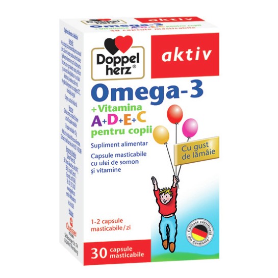 Doppelherz Omega3+Vit.A+D+E+C copii 30 comprimate masticabile