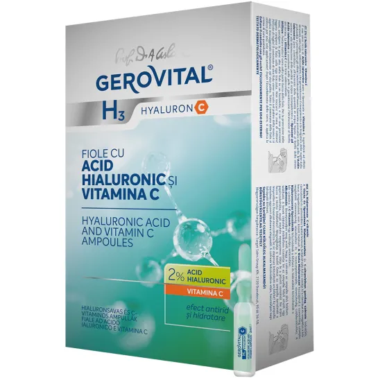 Gerovital H3 Hyaluron Fiole cu acid hialuronic si vitamina C x 10 bucati