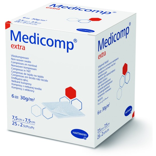 Medicomp extra comprese sterile 7.5x7.5cm 25 plicuri