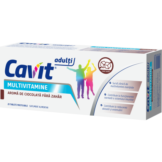 Cavit Adulti Multivitamine fara zahar aroma ciocolata x 20 tablete