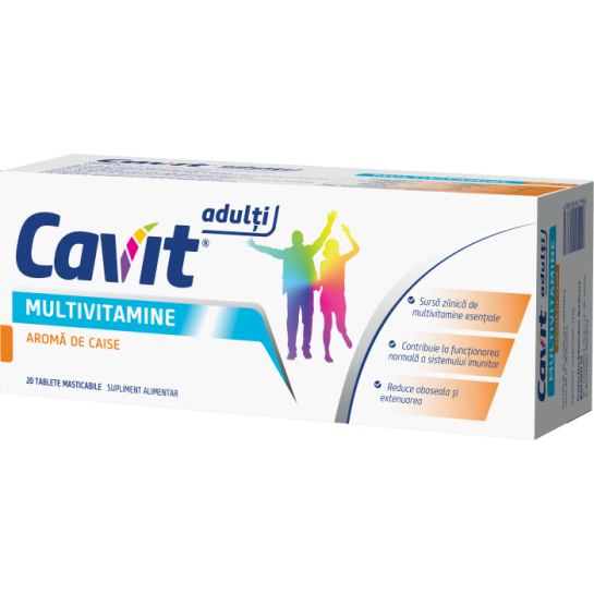 Cavit adulti multivitamine aroma caise x 20 tablete