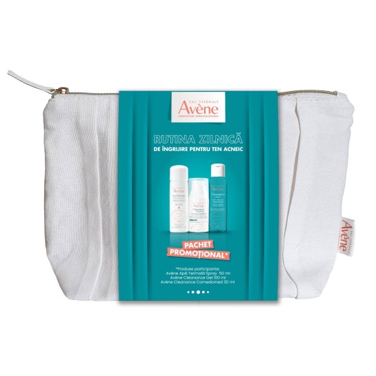 Avene Cleanance gel 100ml + Cleanance Comedomed 30ml + Apa termala 50ml + Borseta