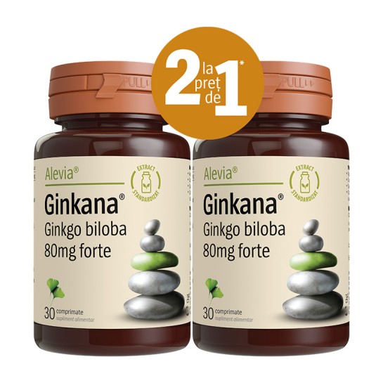 Alevia Ginkana ginkgo biloba 80 mg forte PACHET 30 + 30 comprimate