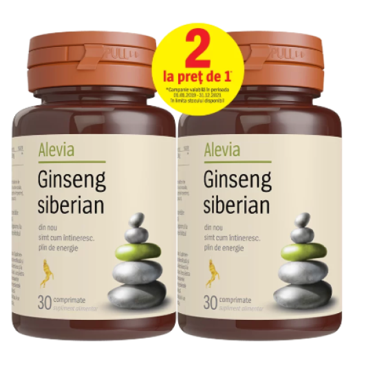 Alevia Ginseng siberian PACHET 30 + 30 comprimate