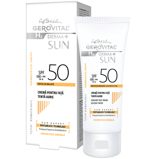 Gerovital H3 Derma+ Sun Crema fata SPF50 tenta aurie x 50 ml 4678