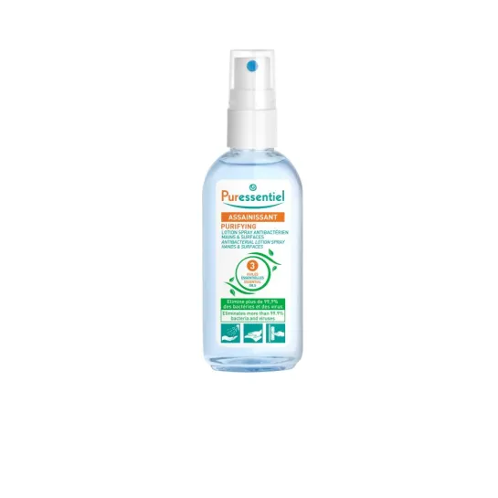 Puressentiel purifying lotiune spray antibacterian pentru maini cu 3 uleiuri esentiale x 80ml