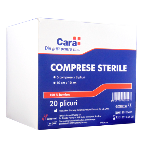 Cara Comprese sterile 10cmx10cm x 20 bucati/cutie