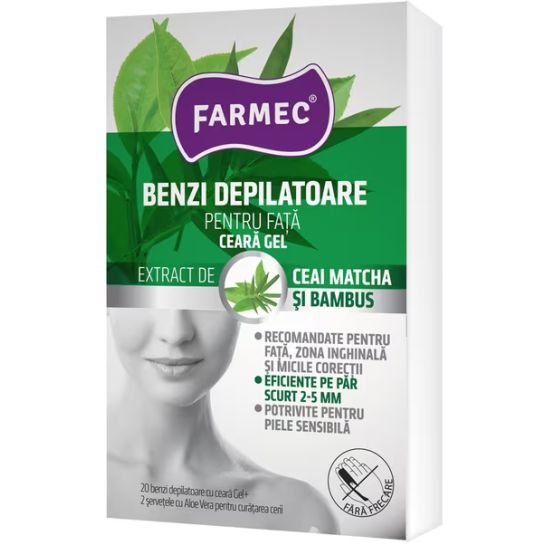 Farmec Benzi depilatoare fata ceara gel matcha si bambus 20 bucati