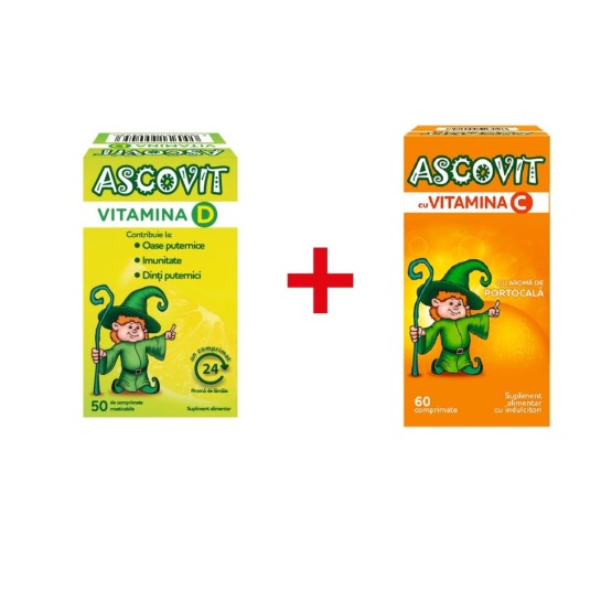 Ascovit orange x 60 comprimate + Ascovit vitamina D x 50 comprimate