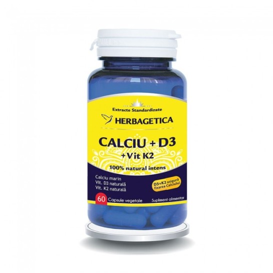 Herbagetica Calciu+D3 cu Vitamina K2 x 60 capsule