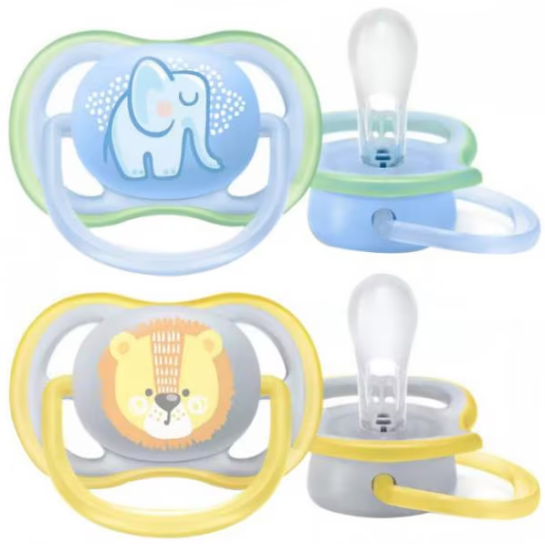 Avent Suzete UAir blu/galben x 2 buc 0-6m+ SCF0851/01