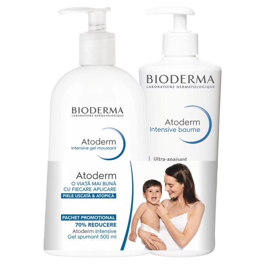 Bioderma Atoderm Intensiv balsam x 500 ml + Atoderm intensiv gel spumant x 500 ml
