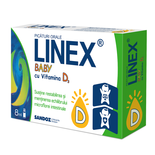 Linex Baby cu vitamina D3 picaturi orale x 8ml