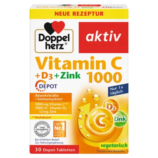 Doppelherz Vitamina C 1000 + D3 + Zinc Depot x 30 comprimate