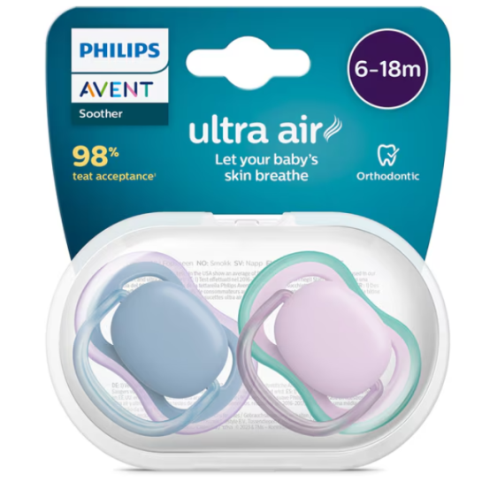 Avent Suzete ultra air 6-18 luni blue/mov SCF085/34