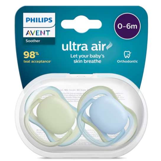 Avent Suzete ultra air 0-6 luni verde/blue SCF085/21