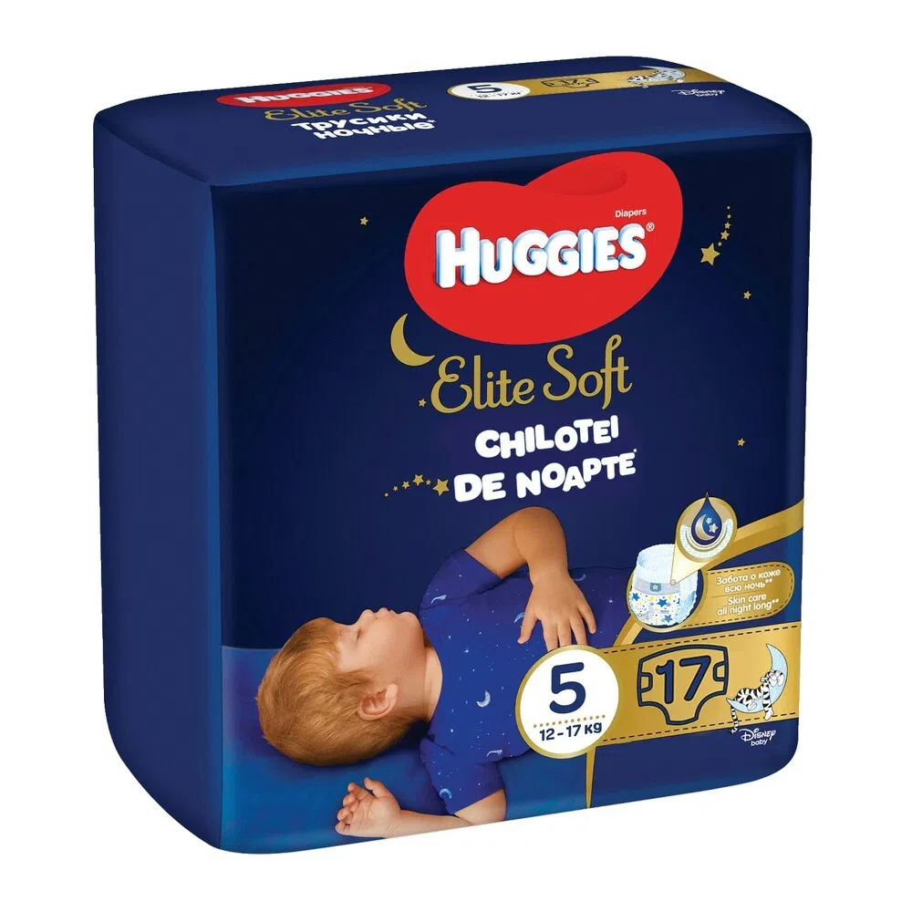 chef repertoire Across HUGGIES Elite Soft Overnight PANTS 5 (12-17 kg) x 17 bucati - SolisFarma
